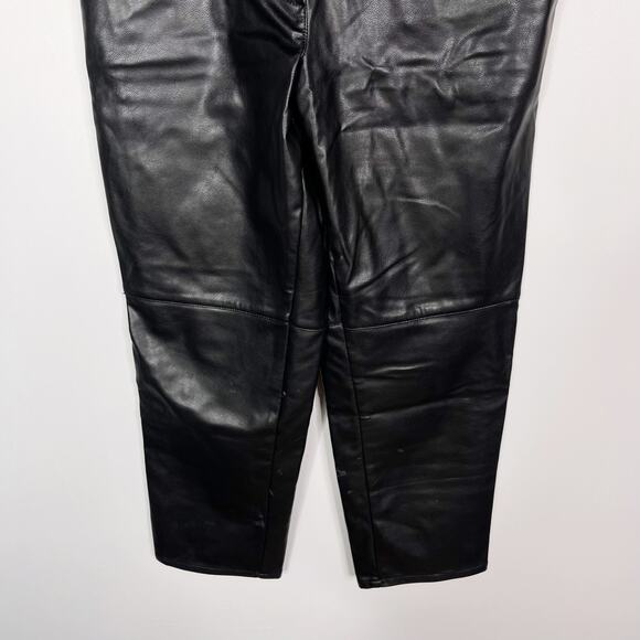 H&M Mama Small S Black Faux Leather Over The Belly Pants Ankle Length Maternity - Picture 4 of 12